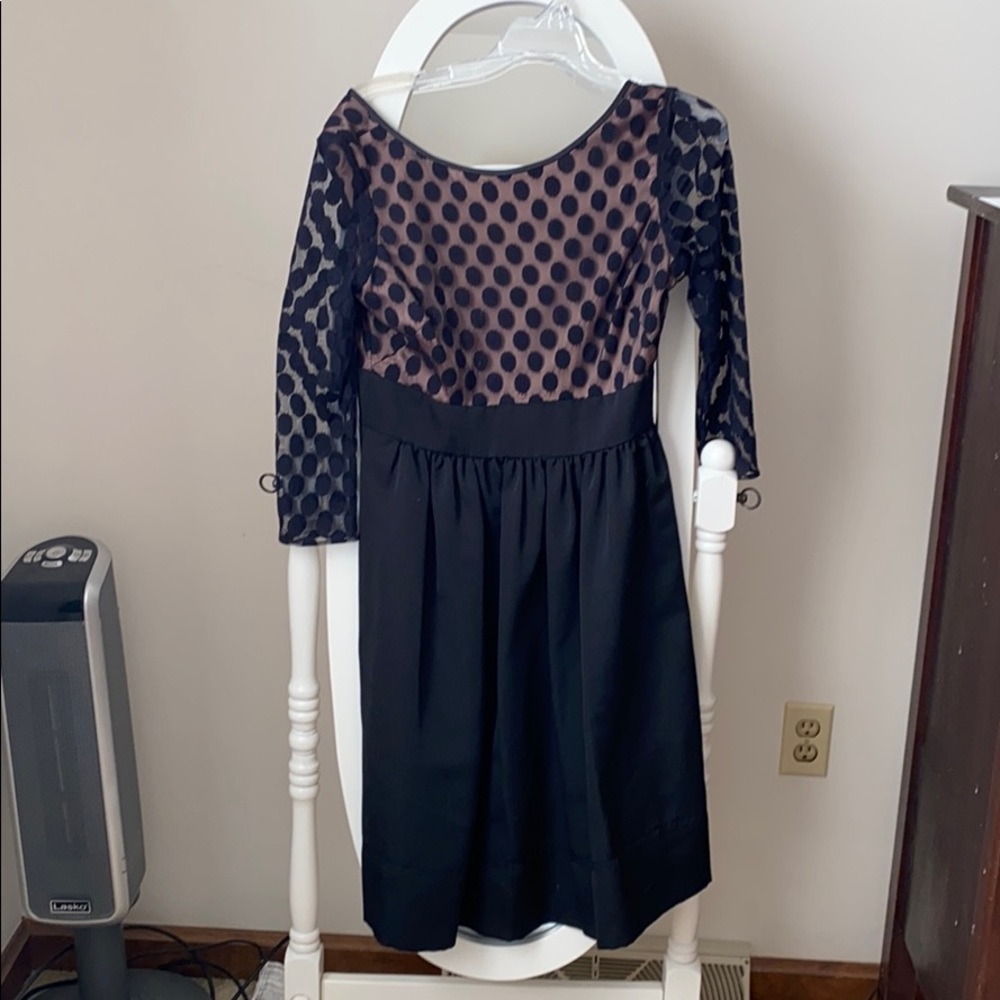 Eliza J Dot Black Mesh Bodice Fit & Flare Dress 6